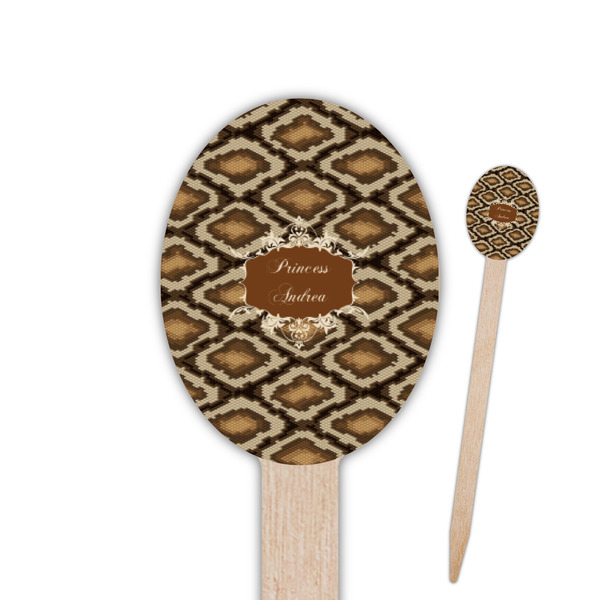 Custom Snake Skin Oval Wooden Food Picks - Single Sided (Personalized)