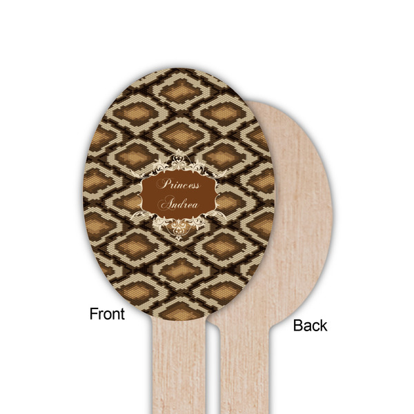 Snake Skin Wooden Food Pick - Oval - Single Sided - Front & Back