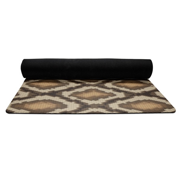 Snake Skin Yoga Mat Rolled up Black Rubber Backing