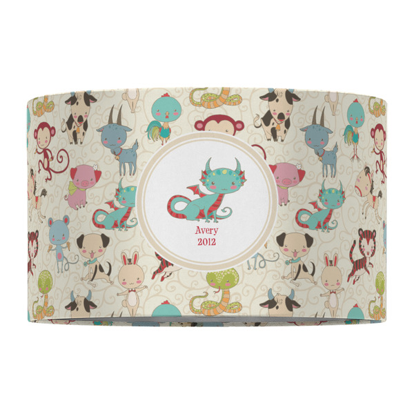 Chinese Zodiac 12" Drum Lampshade - FRONT (Fabric)