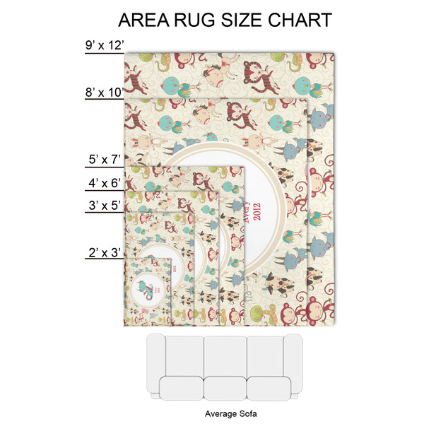 Chinese Zodiac 2'x3' Indoor Area Rugs - Size Chart
