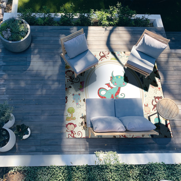 Chinese Zodiac 8'x10' Patio Rug - In context