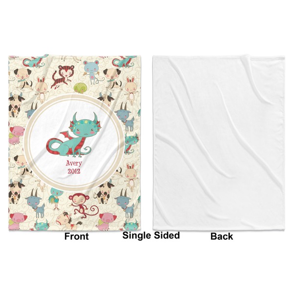 Chinese Zodiac Baby Blanket (Single Side - Printed Front, White Back)