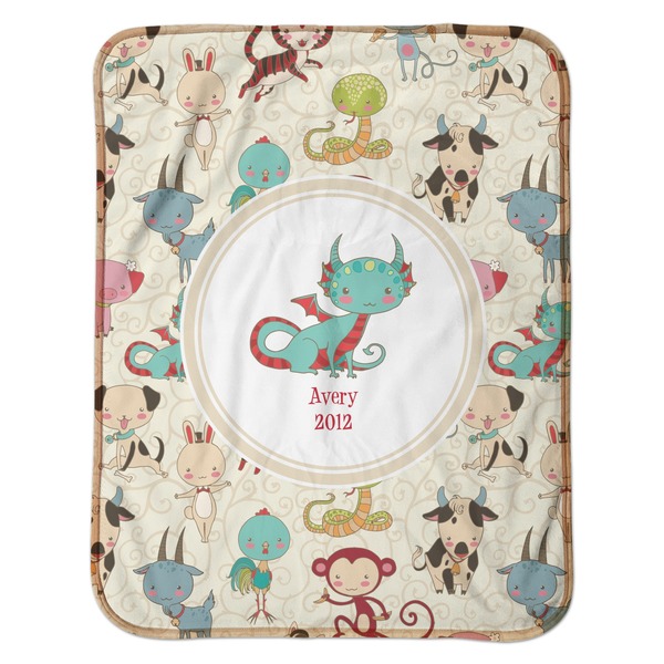 Chinese Zodiac Baby Sherpa Blanket - Flat