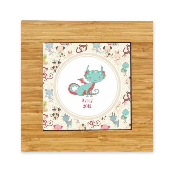 Custom Chinese Zodiac Bamboo Trivet with Ceramic Tile Insert (Personalized)