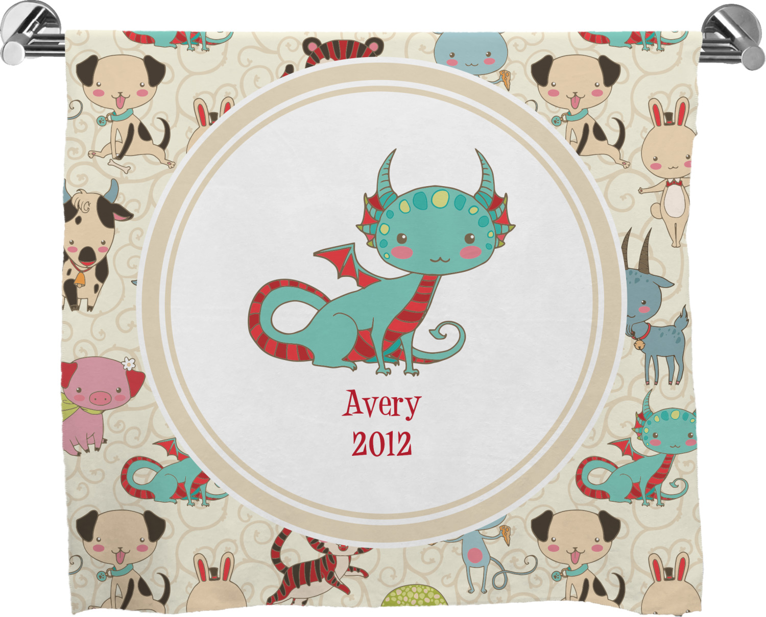 Custom Chinese Zodiac Bath Towel (Personalized) YouCustomizeIt
