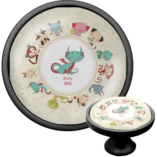 Custom Chinese Zodiac Cabinet Knob (Black) (Personalized)