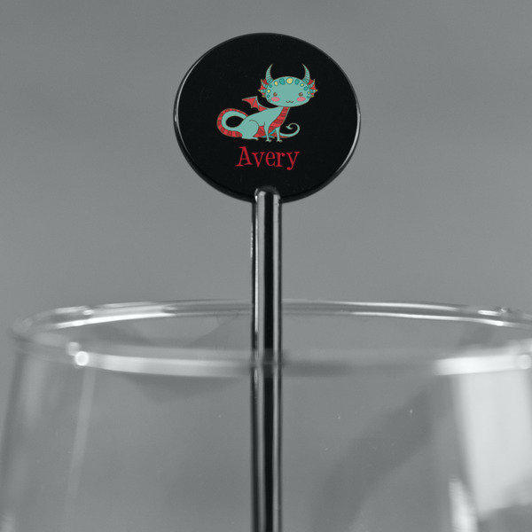 Chinese Zodiac Black Plastic 5.5" Stir Stick - Round - Main