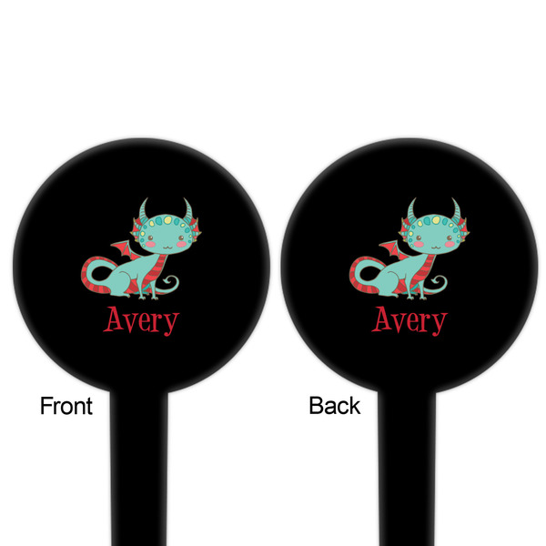 Chinese Zodiac Black Plastic 6" Food Pick - Round - Double Sided - Front & Back