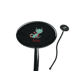 Chinese Zodiac 7" Oval Plastic Stir Sticks - Black - Single Sided (Personalized)