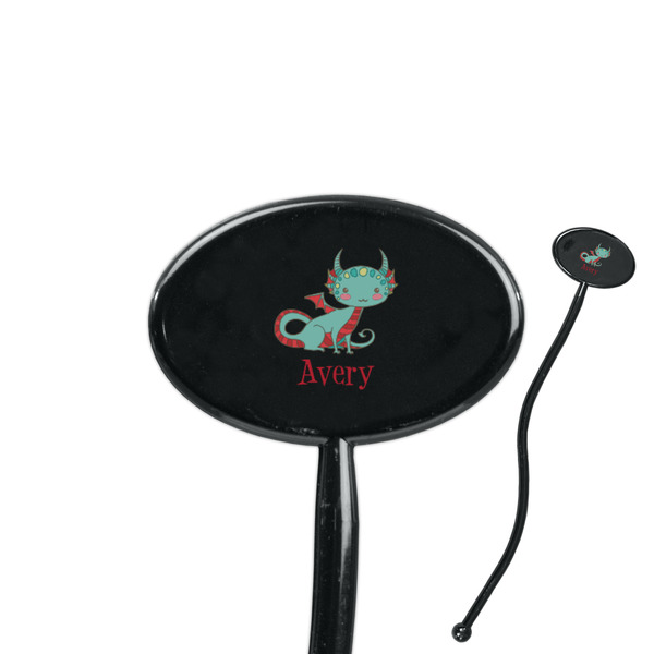 Custom Chinese Zodiac 7" Oval Plastic Stir Sticks - Black - Single Sided (Personalized)