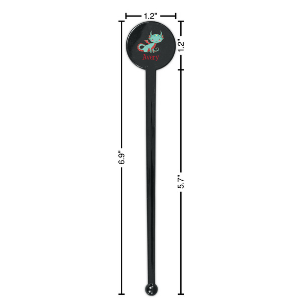 Chinese Zodiac Black Plastic 7" Stir Stick - Round - Dimensions