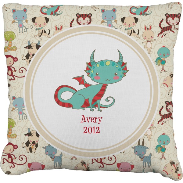 Custom Chinese Zodiac Faux-Linen Throw Pillow 18" (Personalized)