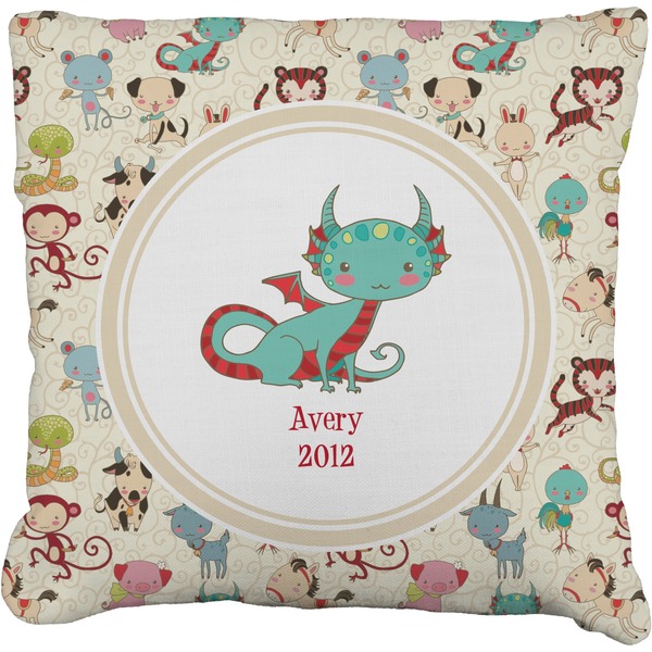 Custom Chinese Zodiac Faux-Linen Throw Pillow 26" (Personalized)