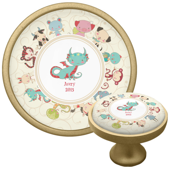 Custom Chinese Zodiac Cabinet Knob - Gold (Personalized)