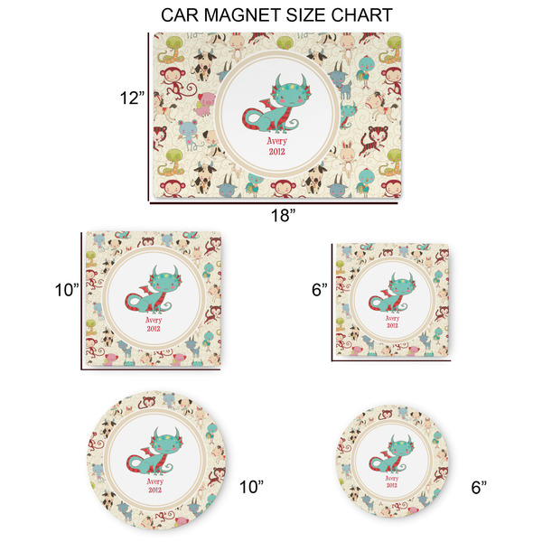 Chinese Zodiac Car Magnets - SIZE CHART