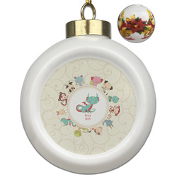 Chinese Zodiac Ceramic Ball Ornaments - Poinsettia Garland (Personalized)