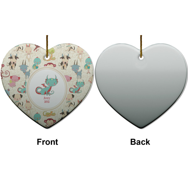 Chinese Zodiac Ceramic Flat Ornament - Heart Front & Back (APPROVAL)