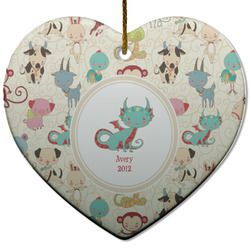Chinese Zodiac Heart Ceramic Ornament w/ Name or Text