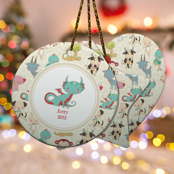 Custom Chinese Zodiac Ceramic Ornament w/ Name or Text