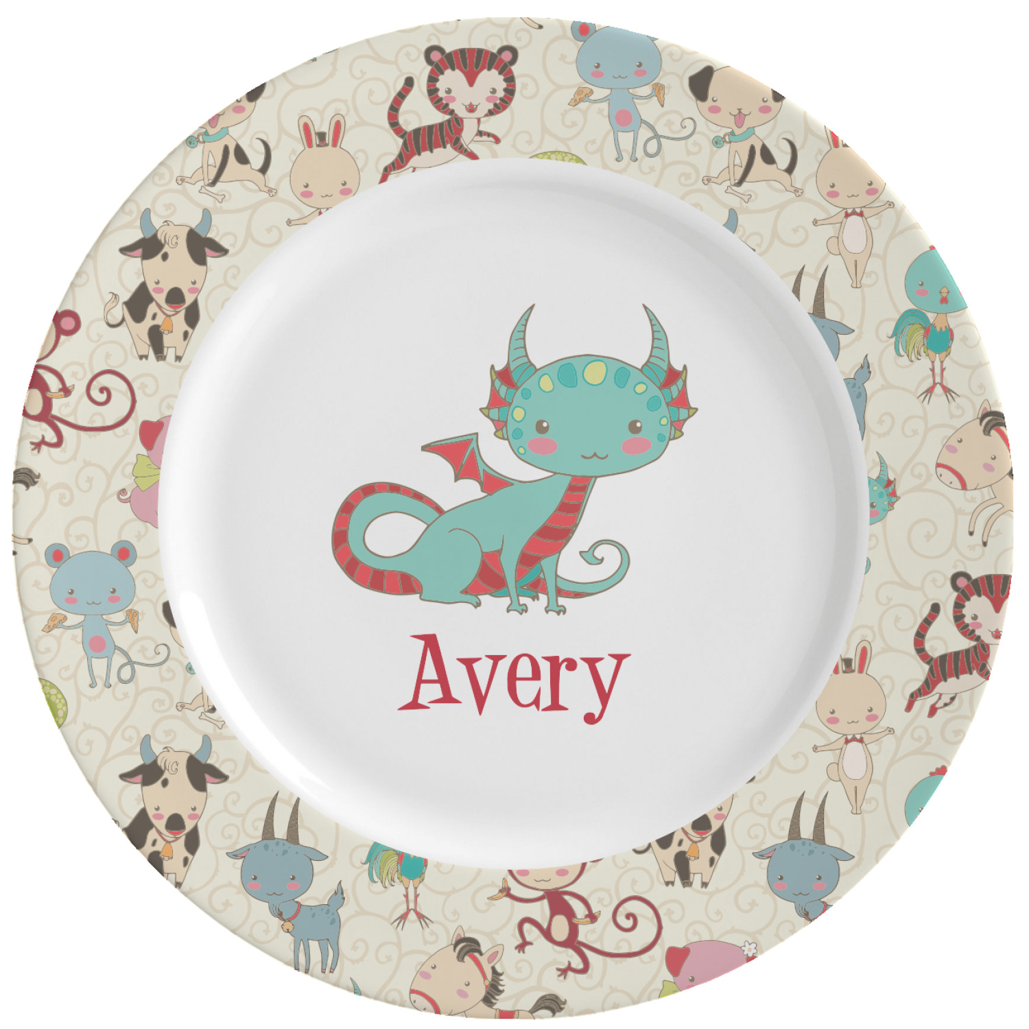 Custom Chinese Zodiac Ceramic Dinner Plates (Set of 4