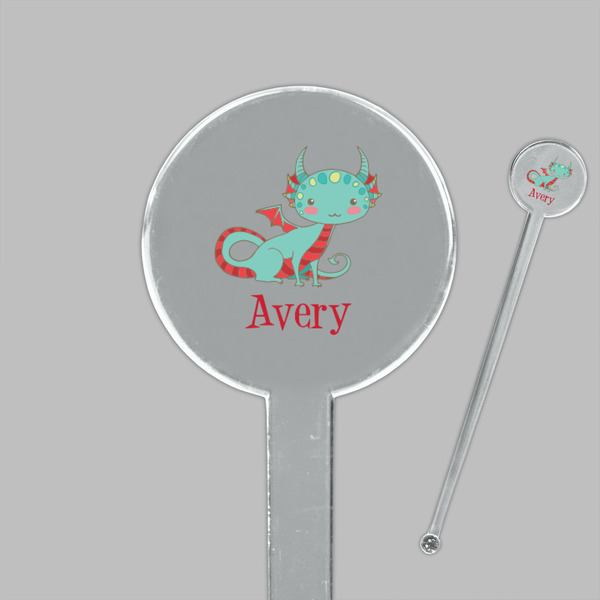 Chinese Zodiac Clear Plastic 7" Stir Stick - Round - Closeup