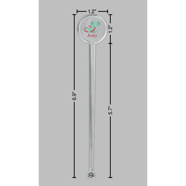 Chinese Zodiac Clear Plastic 7" Stir Stick - Round - Dimensions