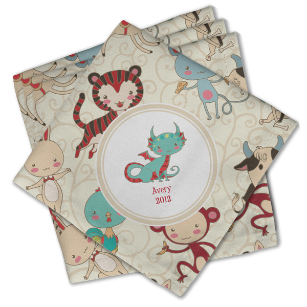 Custom Chinese Zodiac Cloth Cocktail Napkins - Set of 4 w/ Name or Text