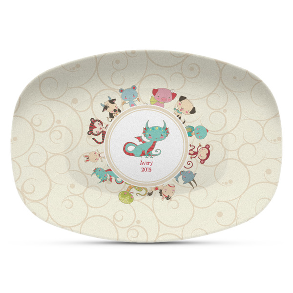 Custom Chinese Zodiac Plastic Platter - Microwave & Oven Safe Composite Polymer (Personalized)