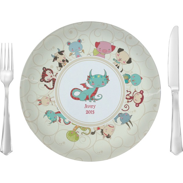 Custom Chinese Zodiac 10" Glass Lunch / Dinner Plates - Single or Set (Personalized)