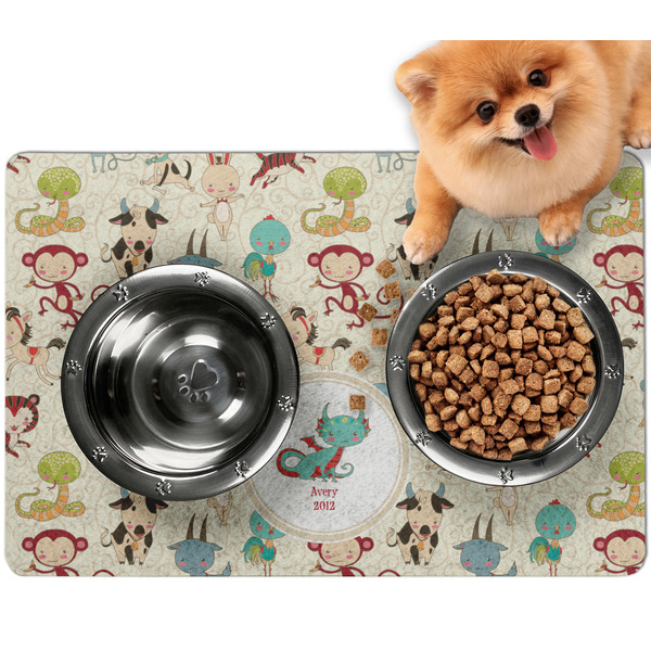 Custom Chinese Zodiac Dog Food Mat - Small w/ Name or Text