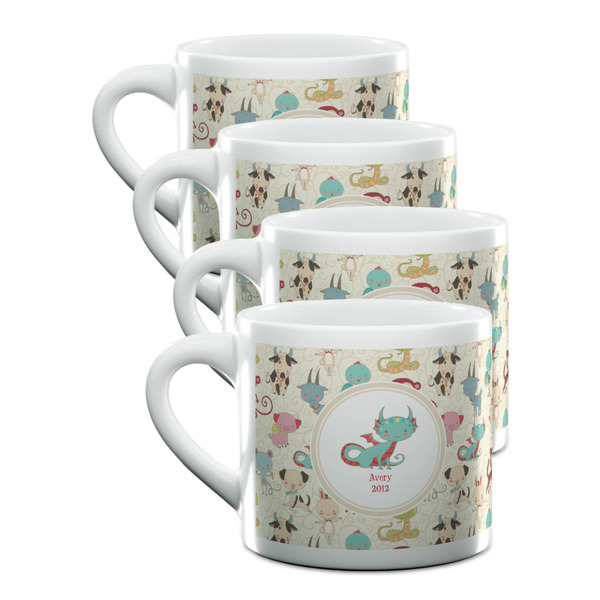 Custom Chinese Zodiac Double Shot Espresso Cups - Set of 4 (Personalized)