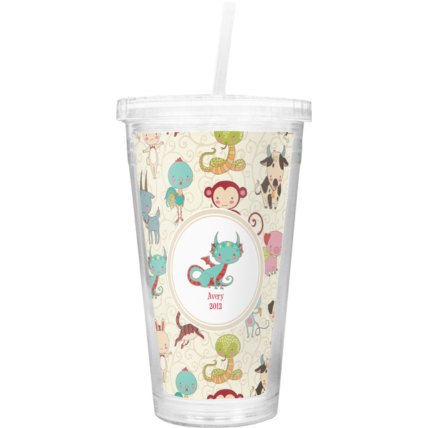 Custom Chinese Zodiac Double Wall Tumbler with Straw (Personalized)