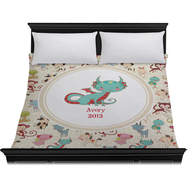 Chinese Zodiac Duvet Cover - King - On Bed - No Prop