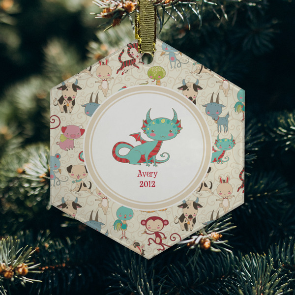 Chinese Zodiac Frosted Glass Ornament - Hexagon (Lifestyle)