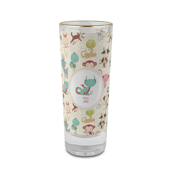 Custom Chinese Zodiac 2 oz Shot Glass - Glass with Gold Rim (Personalized)