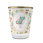 Chinese Zodiac Glass Shot Glass - 1.5 oz - with Gold Rim - Set of 4 (Personalized)