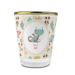 Chinese Zodiac Glass Shot Glass - 1.5 oz - with Gold Rim - Set of 4 (Personalized)