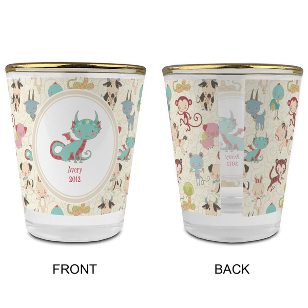 Chinese Zodiac Glass Shot Glass - with gold rim - APPROVAL