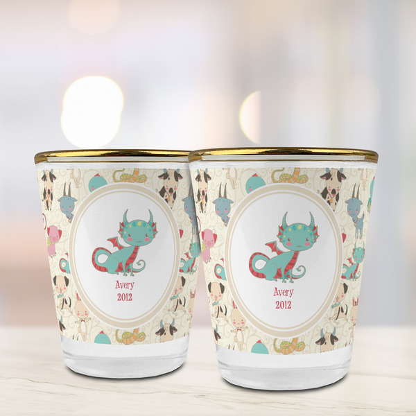 Chinese Zodiac Glass Shot Glass - with gold rim - LIFESTYLE