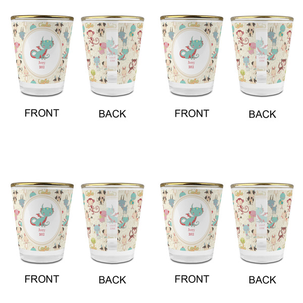 Chinese Zodiac Glass Shot Glass - with gold rim - Set of 4 - APPROVAL