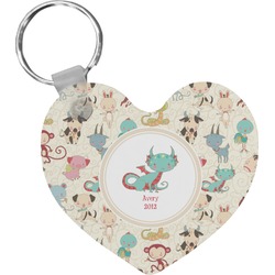 Chinese Zodiac Heart Plastic Keychain w/ Name or Text