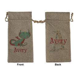 Chinese Zodiac Large Burlap Gift Bag - Front & Back (Personalized)