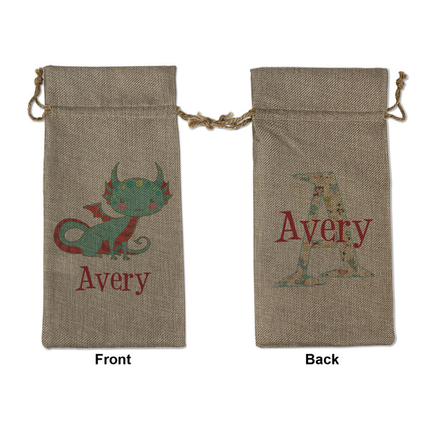 Custom Chinese Zodiac Large Burlap Gift Bag - Front & Back (Personalized)