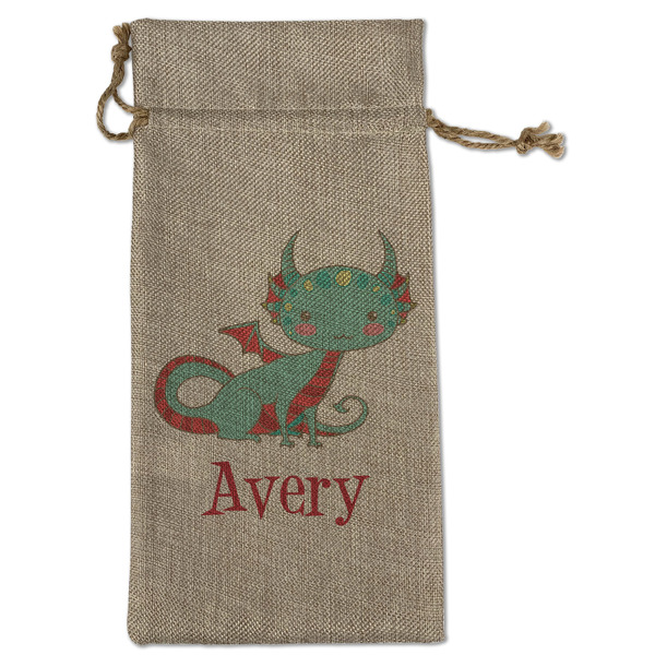 Custom Chinese Zodiac Large Burlap Gift Bag - Front (Personalized)