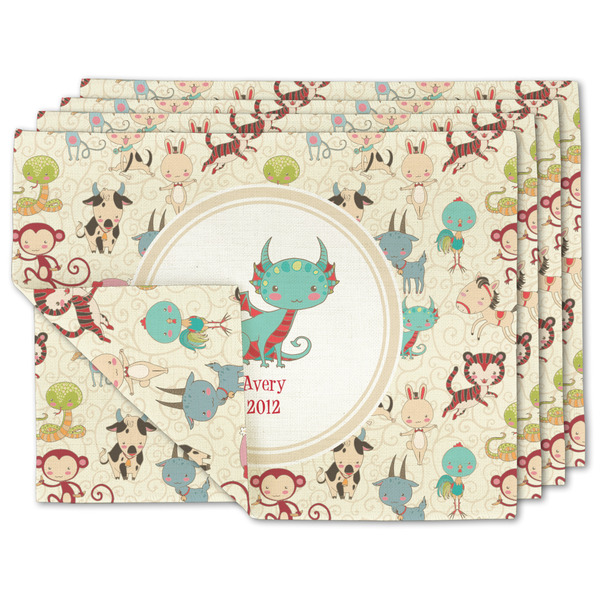 Custom Chinese Zodiac Double-Sided Linen Placemat - Set of 4 w/ Name or Text