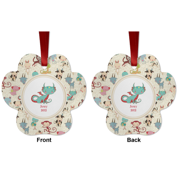 Chinese Zodiac Metal Paw Ornament - Front and Back