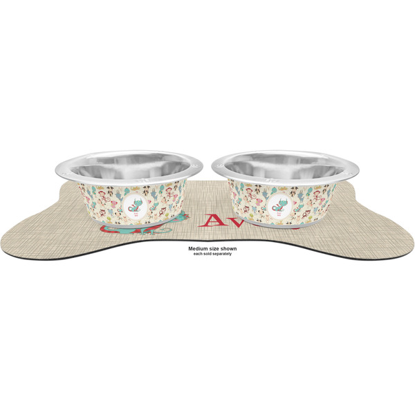 Chinese Zodiac Metal Pet Bowls - On Dog Bone Shaped Mat