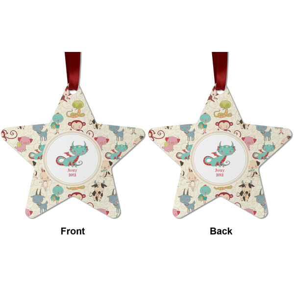 Chinese Zodiac Metal Star Ornament - Front and Back