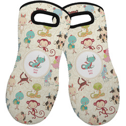 Chinese Zodiac Neoprene Oven Mitts - Set of 2 w/ Name or Text